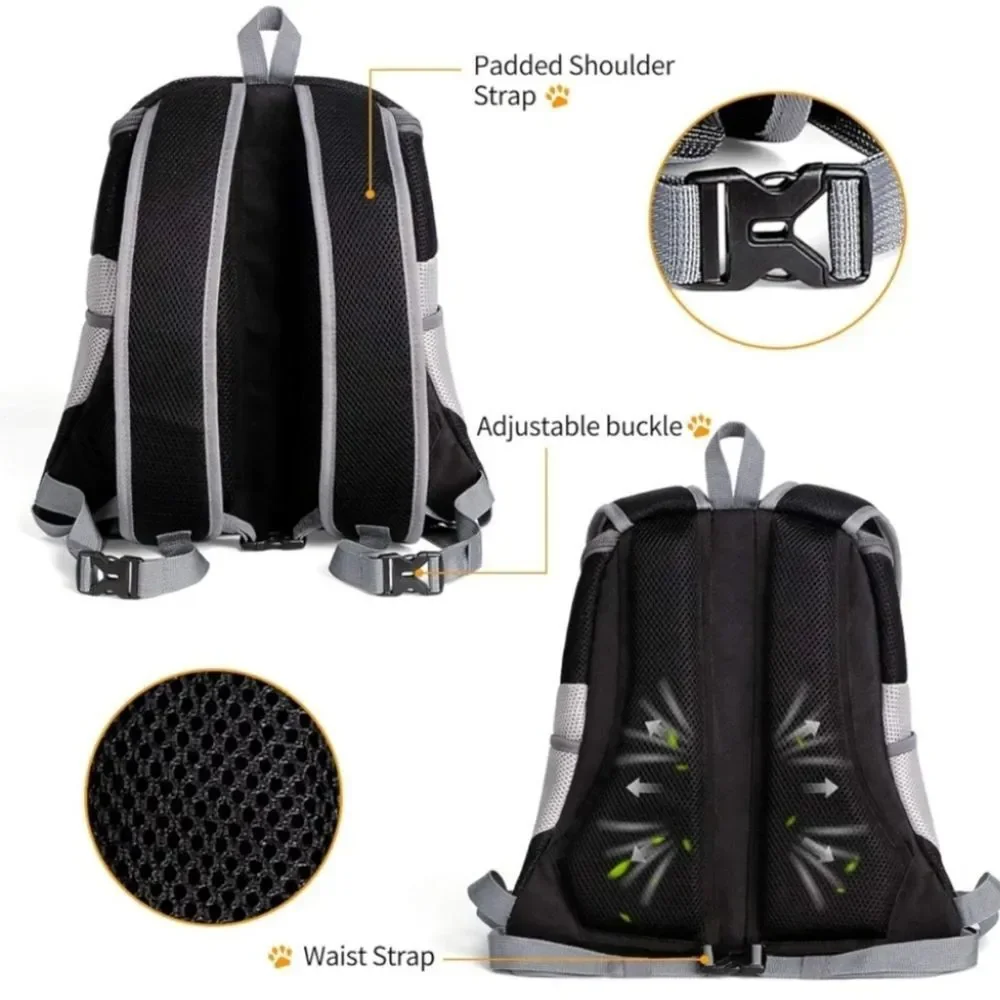 🔸️NWT Gray & Black Breathable Small Pet Travel Carrier Backpack